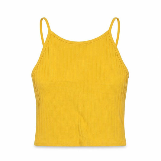 Womens UK Size 8 New Look Yellow Cropped Tank