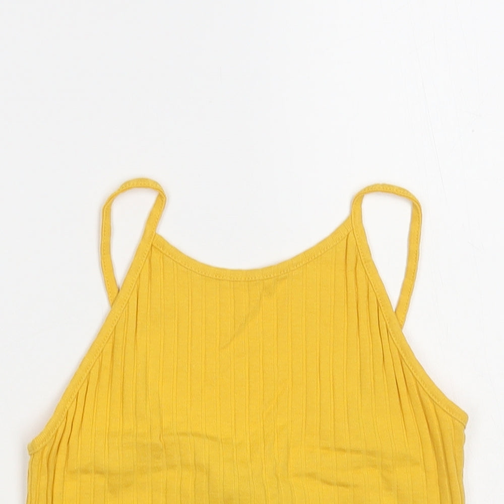 Womens UK Size 8 New Look Yellow Cropped Tank