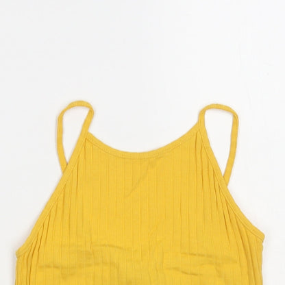 Womens UK Size 8 New Look Yellow Cropped Tank