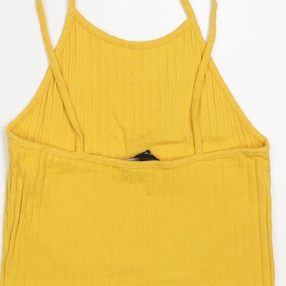 Womens UK Size 8 New Look Yellow Cropped Tank