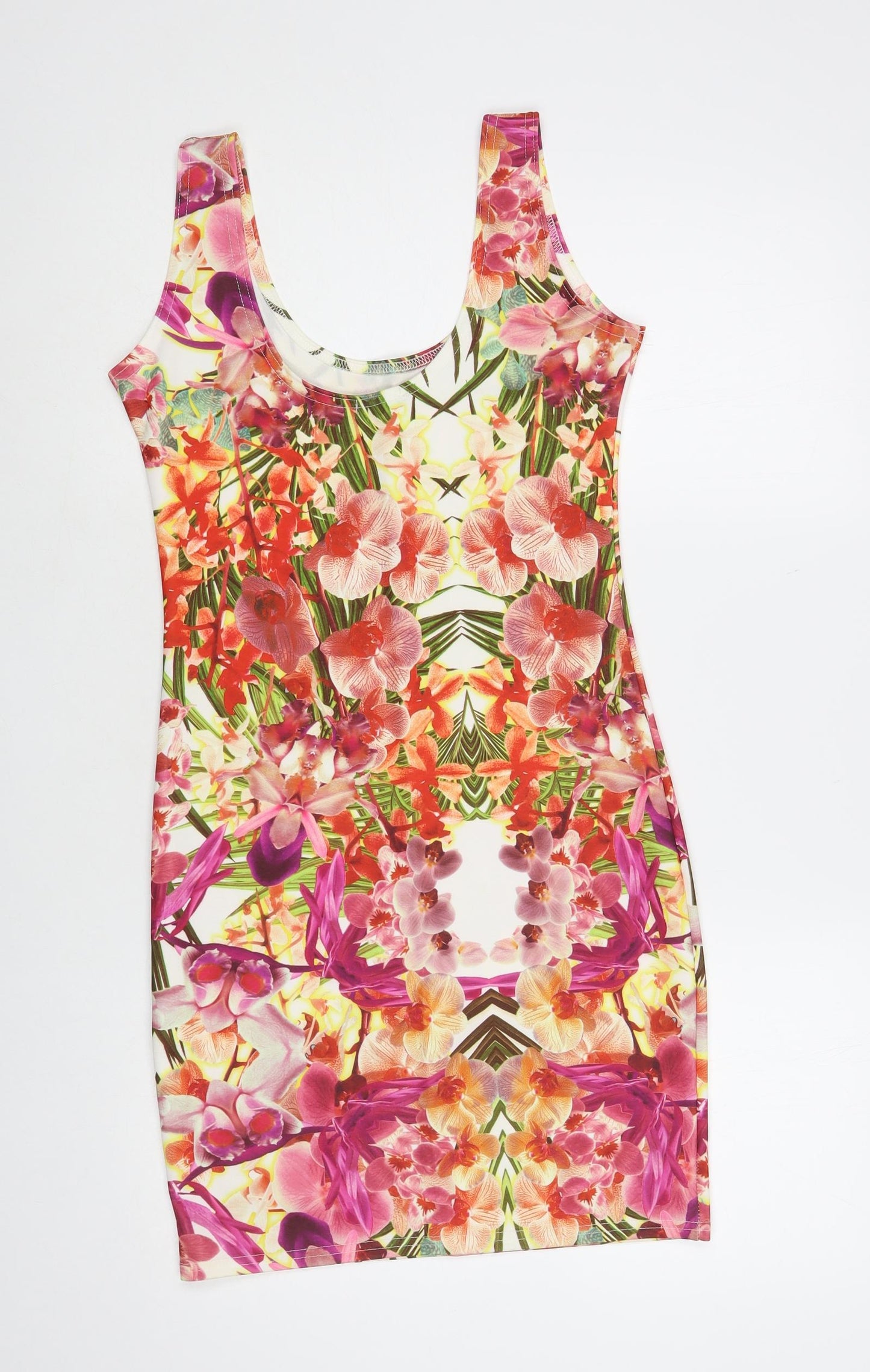 Chemistry Womens Multicoloured Floral Polyester Tank Dress Size S Scoop Neck Pullover