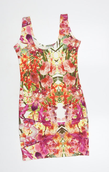 Chemistry Womens Multicoloured Floral Polyester Tank Dress Size S Scoop Neck Pullover