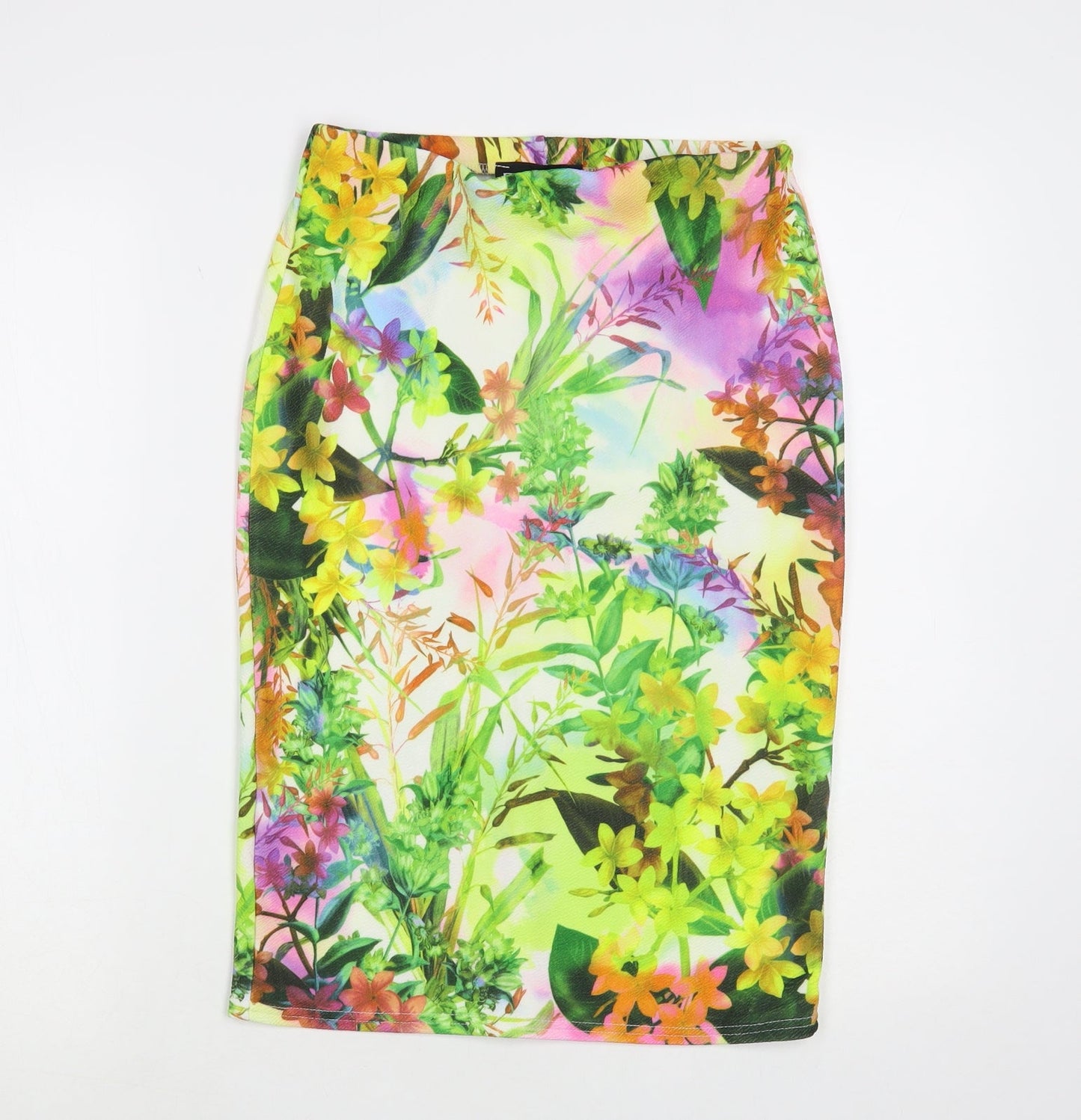 Passion Womens Multicoloured Floral Polyester Straight & Pencil Skirt Size 10