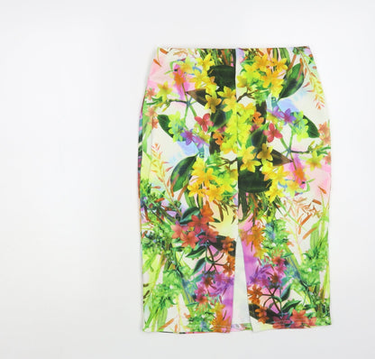 Passion Womens Multicoloured Floral Polyester Straight & Pencil Skirt Size 10