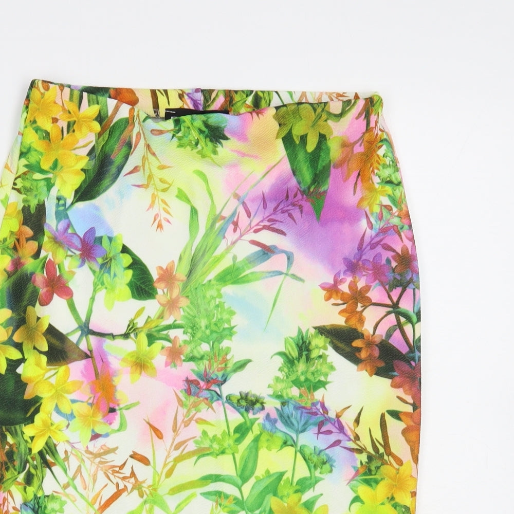 Passion Womens Multicoloured Floral Polyester Straight & Pencil Skirt Size 10