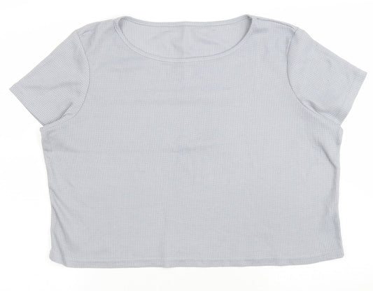 Womens UK Size XL Preworn Grey Cropped T-Shirt