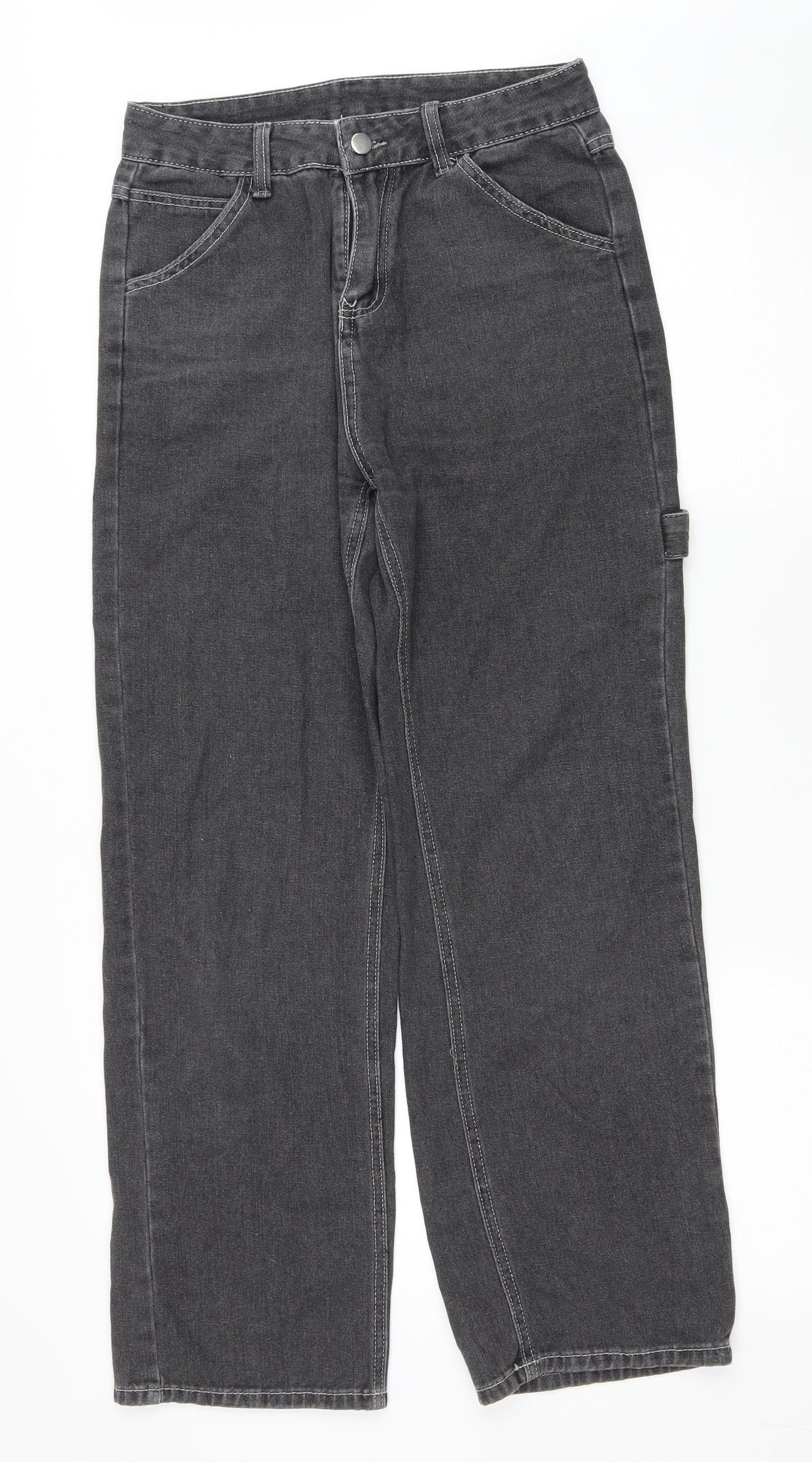 Womens UK Size L Preworn Regular Fit Straight Grey Jeans