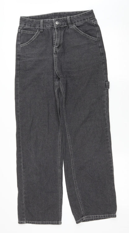 Womens UK Size L Preworn Regular Fit Straight Grey Jeans