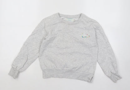 Leigh Tucker Girls Grey Cotton Pullover Sweatshirt Size 7-8 Years Pullover - Shine