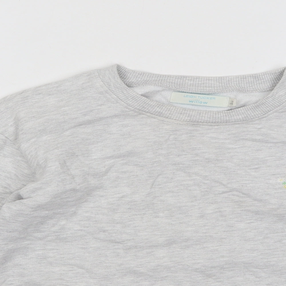 Leigh Tucker Girls Grey Cotton Pullover Sweatshirt Size 7-8 Years Pullover - Shine