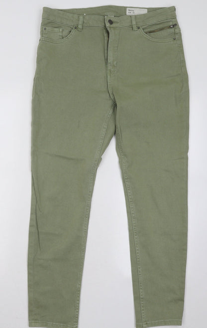 Espirit Womens Green Cotton Straight Jeans Size 34 in L30 in Regular Button