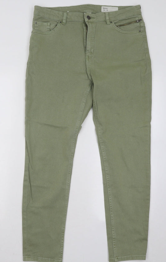 Espirit Womens Green Cotton Straight Jeans Size 34 in L30 in Regular Button