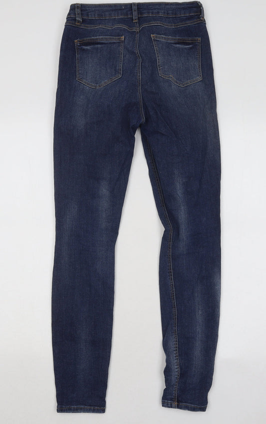 Denim & Co. Womens Blue Cotton Skinny Jeans Size 10 L28 in Regular Button