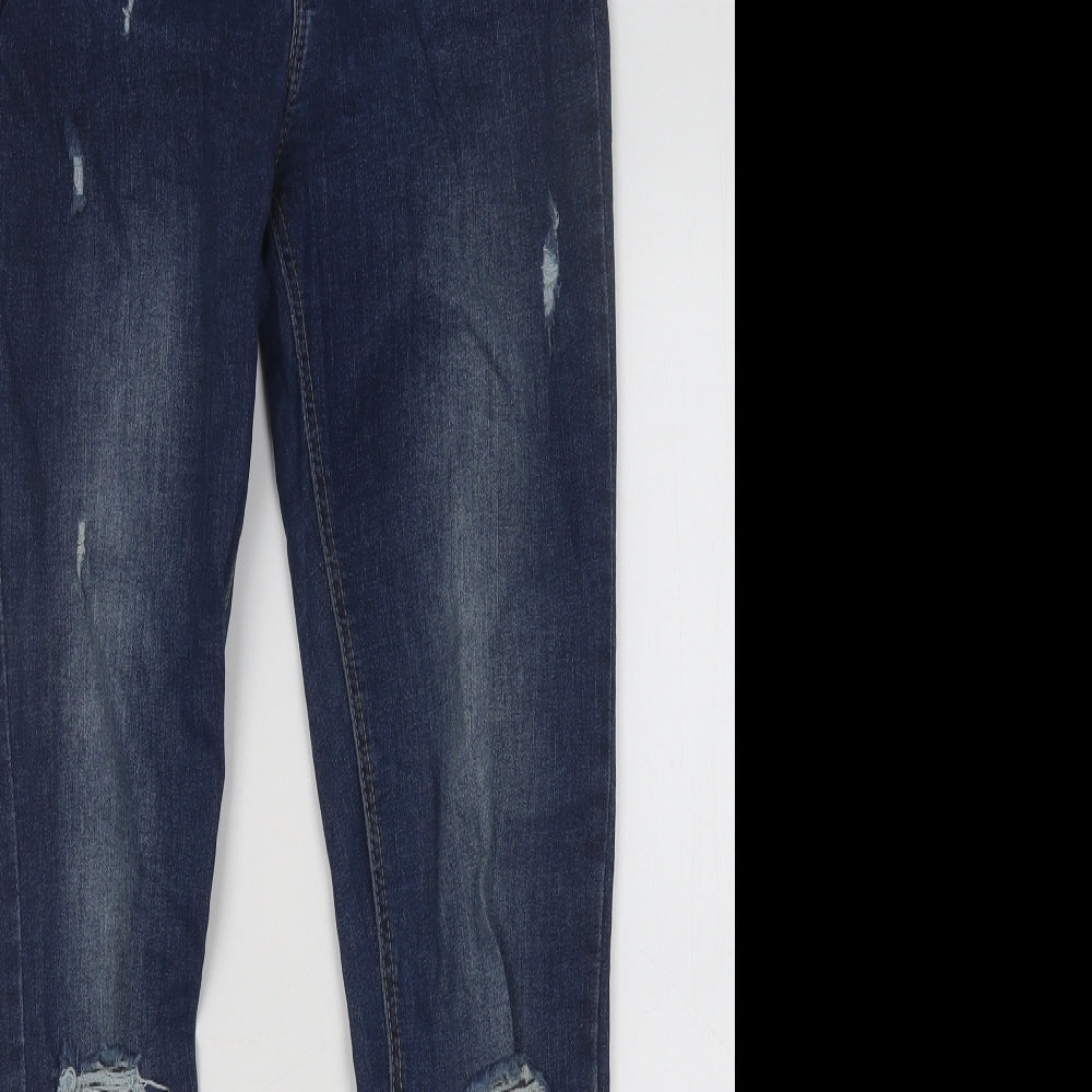 Denim & Co. Womens Blue Cotton Skinny Jeans Size 10 L28 in Regular Button