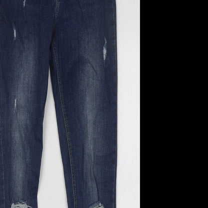 Denim & Co. Womens Blue Cotton Skinny Jeans Size 10 L28 in Regular Button