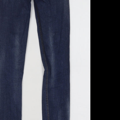Denim & Co. Womens Blue Cotton Skinny Jeans Size 10 L28 in Regular Button