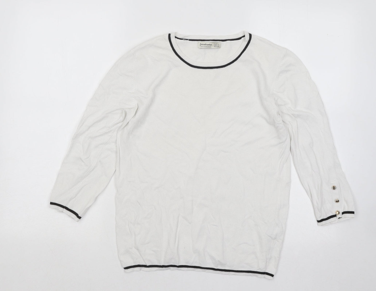 Womens UK Size L Stradivarius White Pullover Jumper