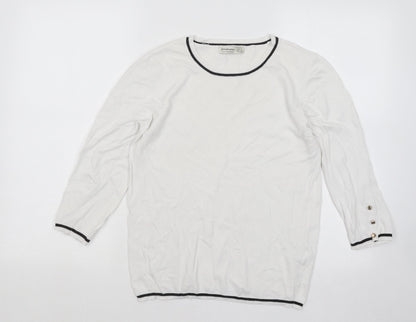 Womens UK Size L Stradivarius White Pullover Jumper