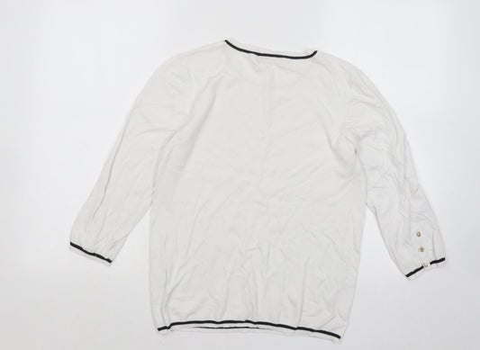 Womens UK Size L Stradivarius White Pullover Jumper