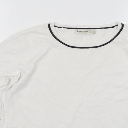 Womens UK Size L Stradivarius White Pullover Jumper