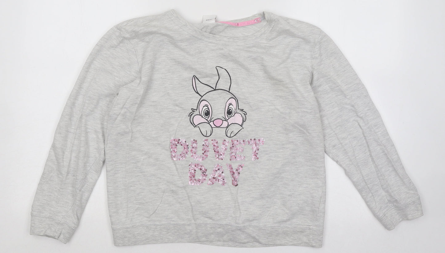Primark Womens Grey Cotton Pullover Sweatshirt Size 12 Pullover - Duvet Day Disney