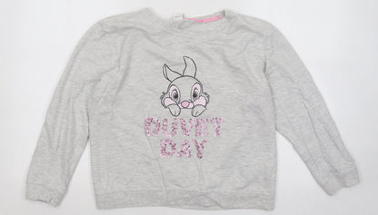 Primark Womens Grey Cotton Pullover Sweatshirt Size 12 Pullover - Duvet Day Disney