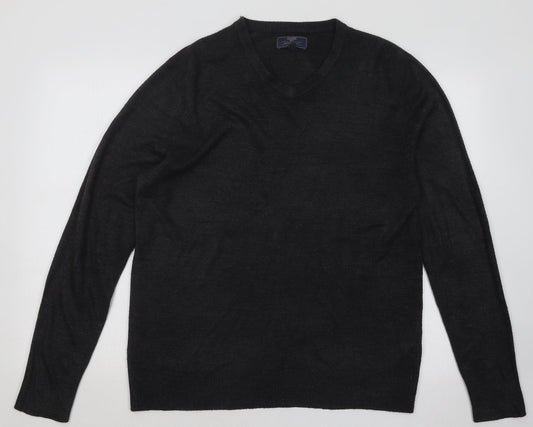 Atlantic Bay Womens Grey V-Neck Acrylic Pullover Jumper Size M