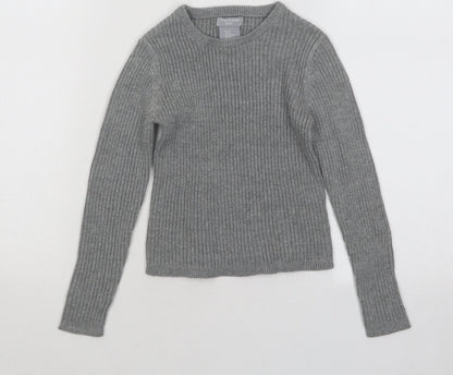 Tahari Girls Grey Round Neck Cotton Pullover Jumper Size 4 Years Pullover