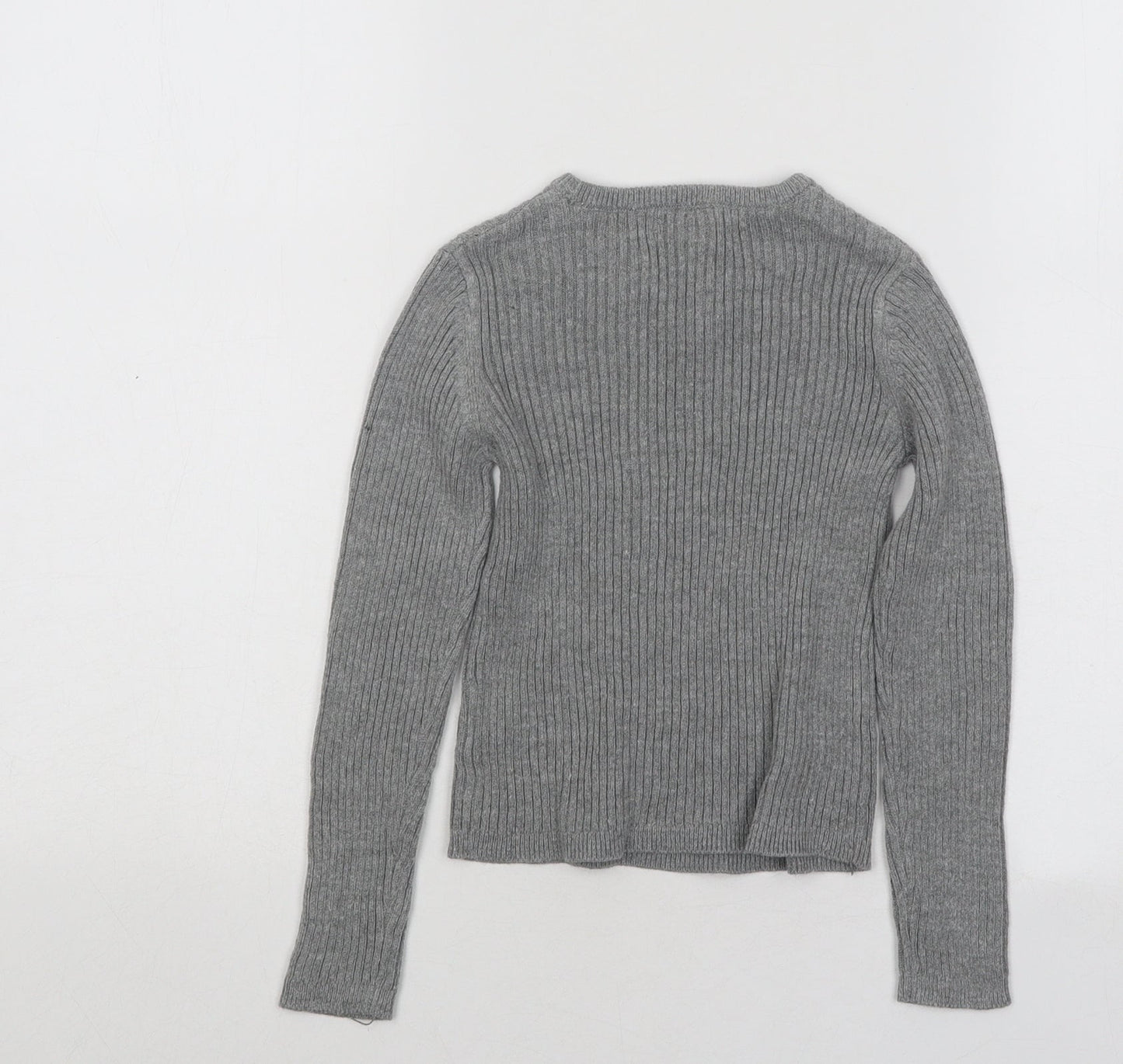 Tahari Girls Grey Round Neck Cotton Pullover Jumper Size 4 Years Pullover