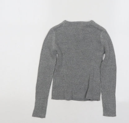 Tahari Girls Grey Round Neck Cotton Pullover Jumper Size 4 Years Pullover