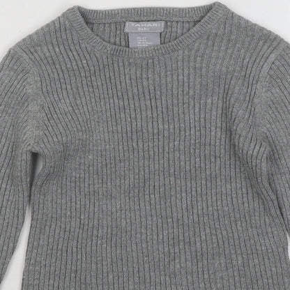 Tahari Girls Grey Round Neck Cotton Pullover Jumper Size 4 Years Pullover