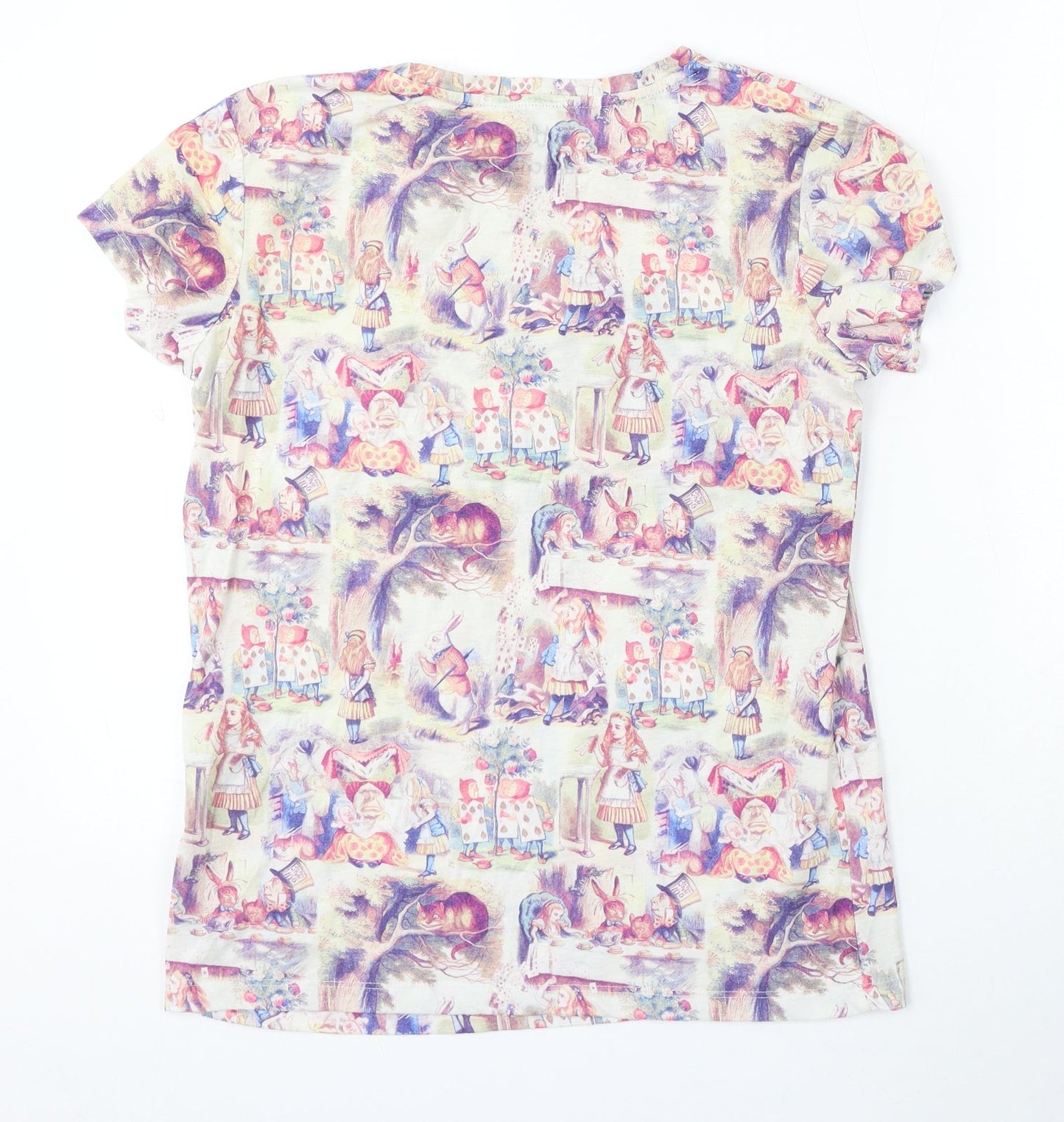 Alice's Adventures Womens Multicoloured Cotton Basic T-Shirt Size 6 Round Neck - Alice in Wonderland