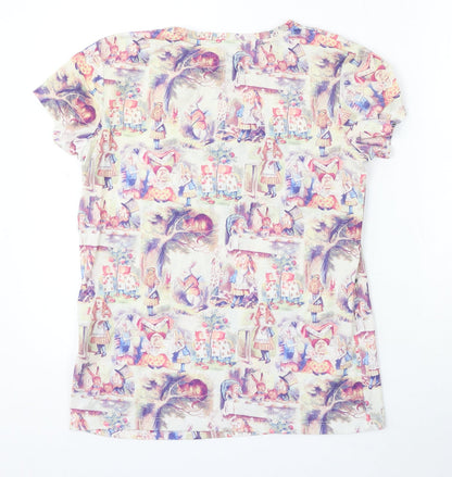 Alice's Adventures Womens Multicoloured Cotton Basic T-Shirt Size 6 Round Neck - Alice in Wonderland