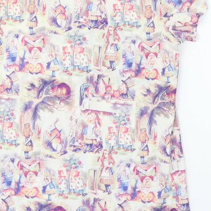 Alice's Adventures Womens Multicoloured Cotton Basic T-Shirt Size 6 Round Neck - Alice in Wonderland