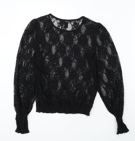 Womens UK Size 6 New Look Black Basic Blouse