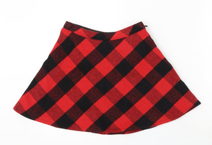 Hollister Womens Multicoloured Plaid Polyester Skater Skirt Size XS Zip