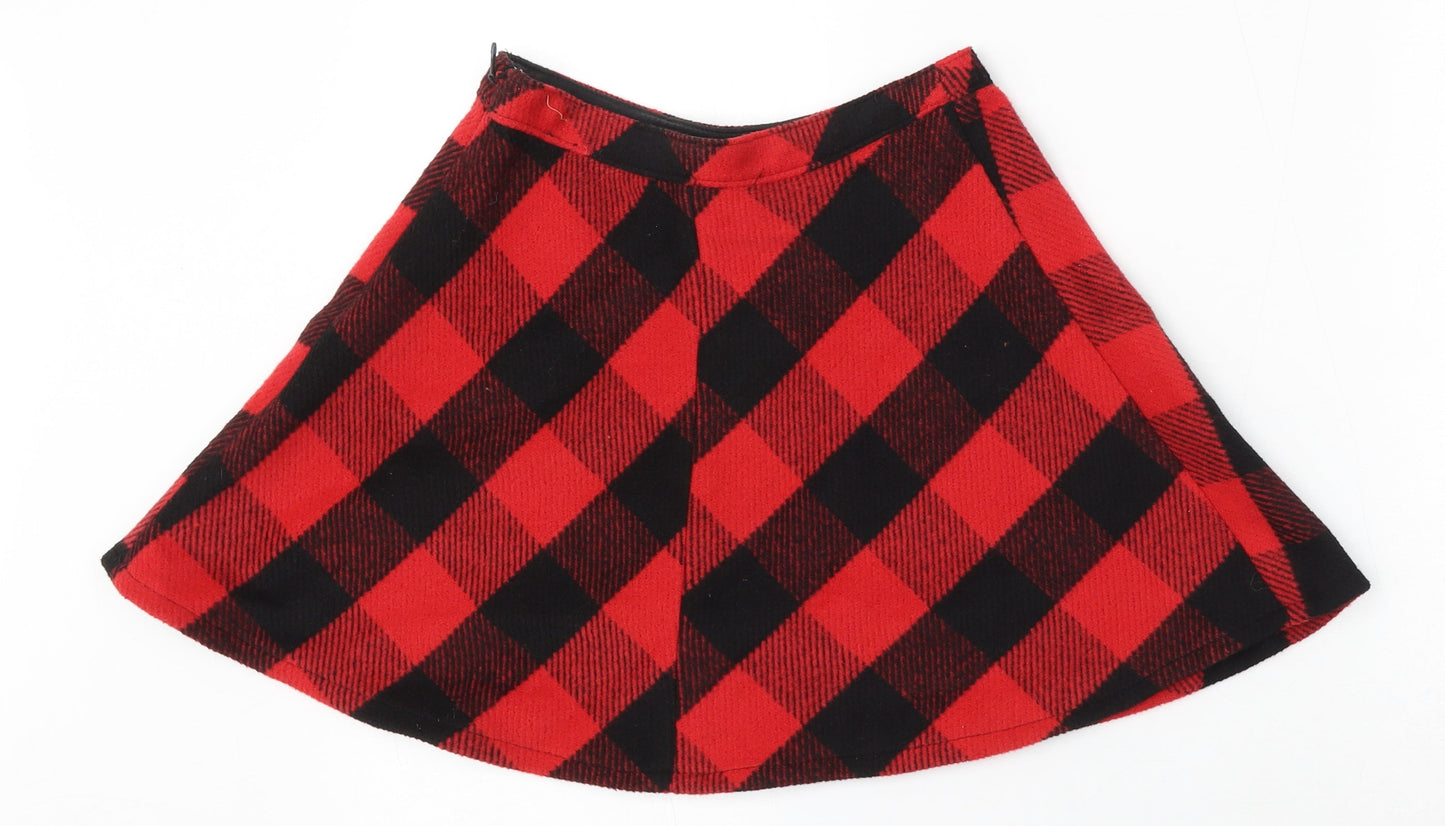 Hollister Womens Multicoloured Plaid Polyester Skater Skirt Size XS Zip