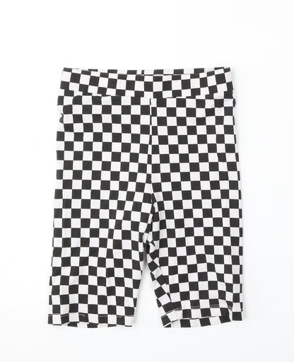 H&M Womens White Check Cotton Sweat Shorts Size XS L8 in Regular