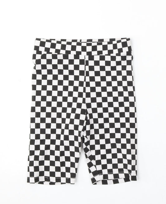 H&M Womens White Check Cotton Sweat Shorts Size XS L8 in Regular