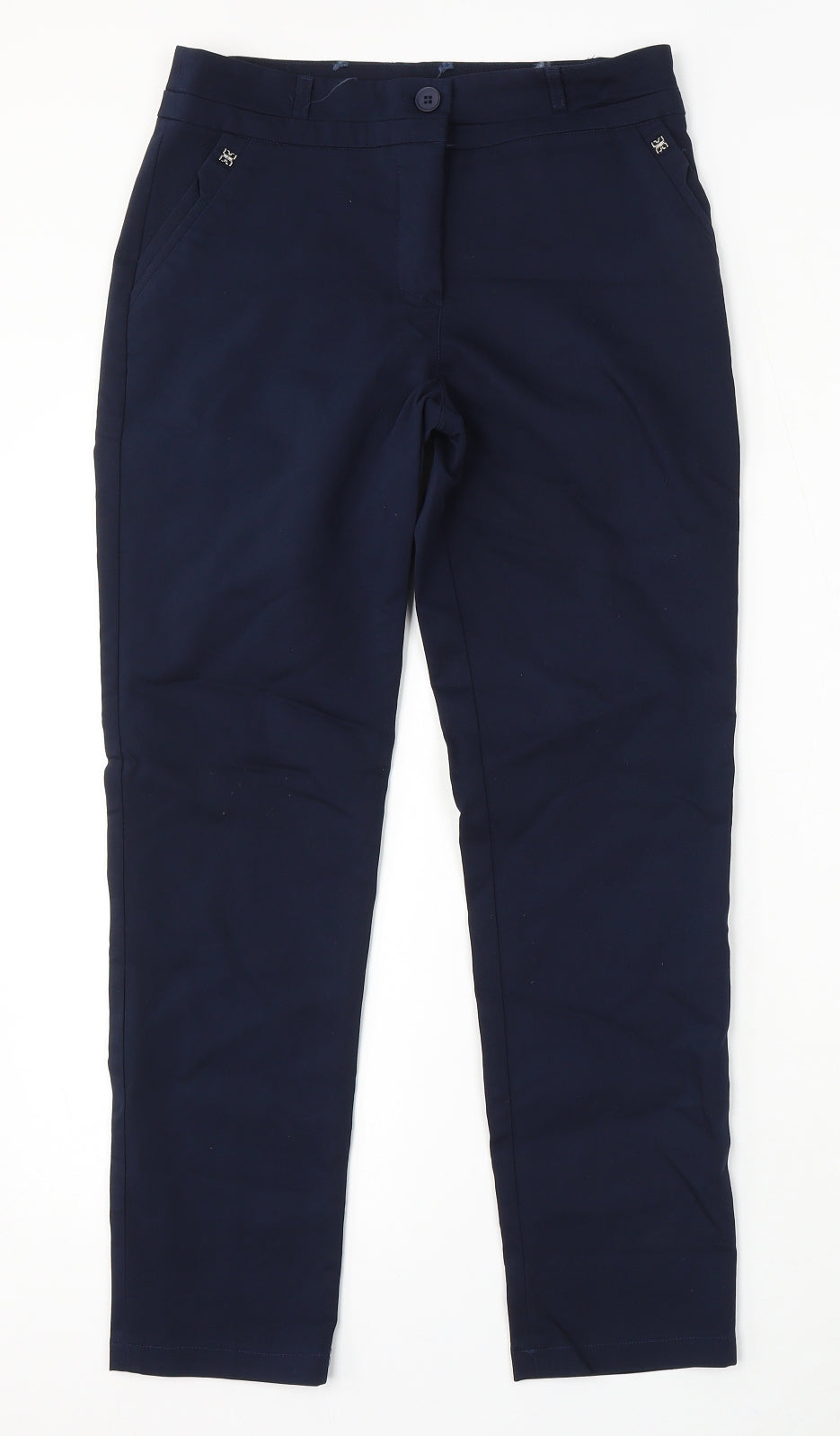 BB Womens Blue Polyester Trousers Size 30 in L27 in Regular Hook & Eye