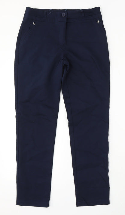 BB Womens Blue Polyester Trousers Size 30 in L27 in Regular Hook & Eye