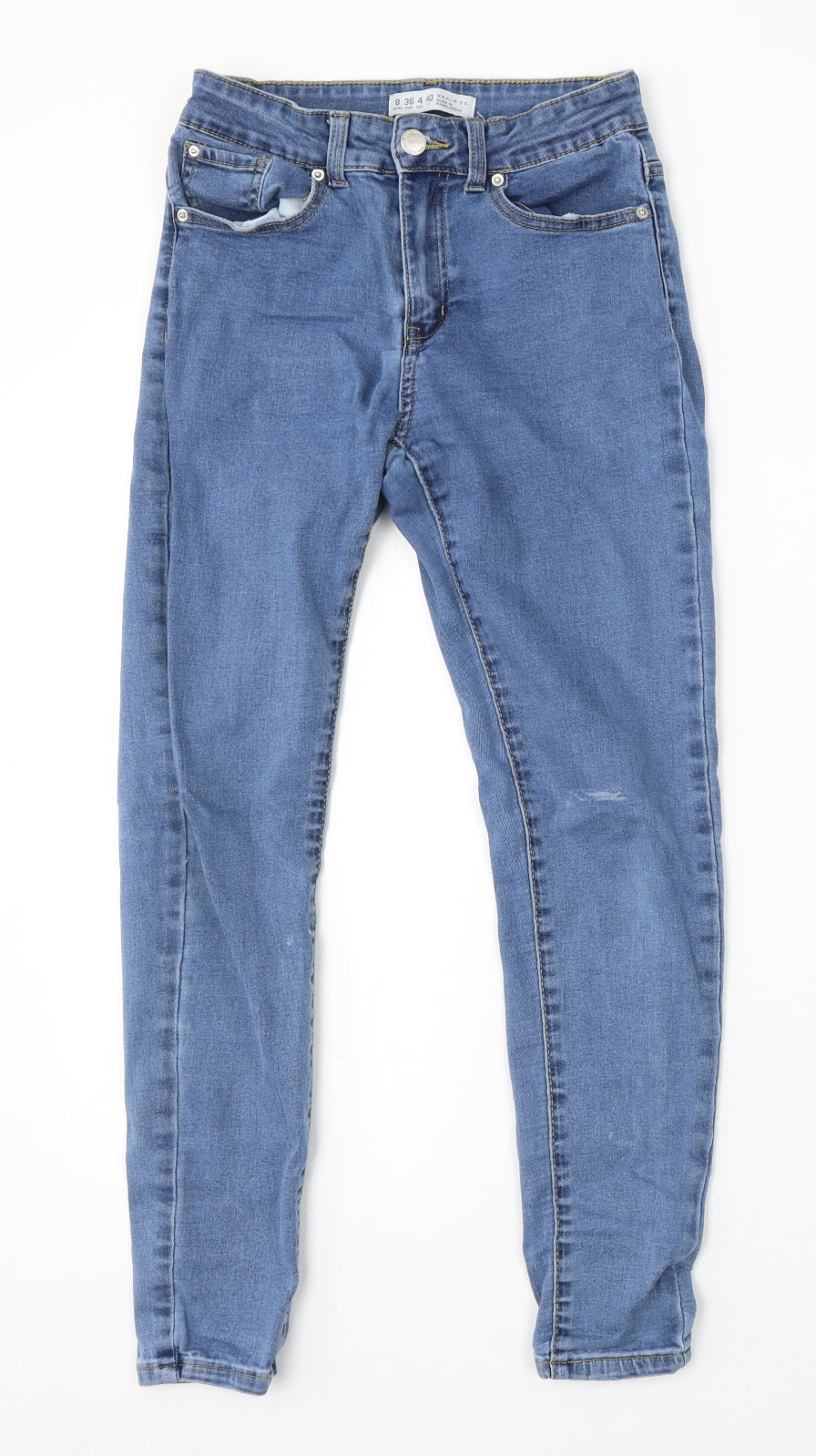 Denim & Co. Womens Blue Cotton Skinny Jeans Size 8 L27 in Regular Button