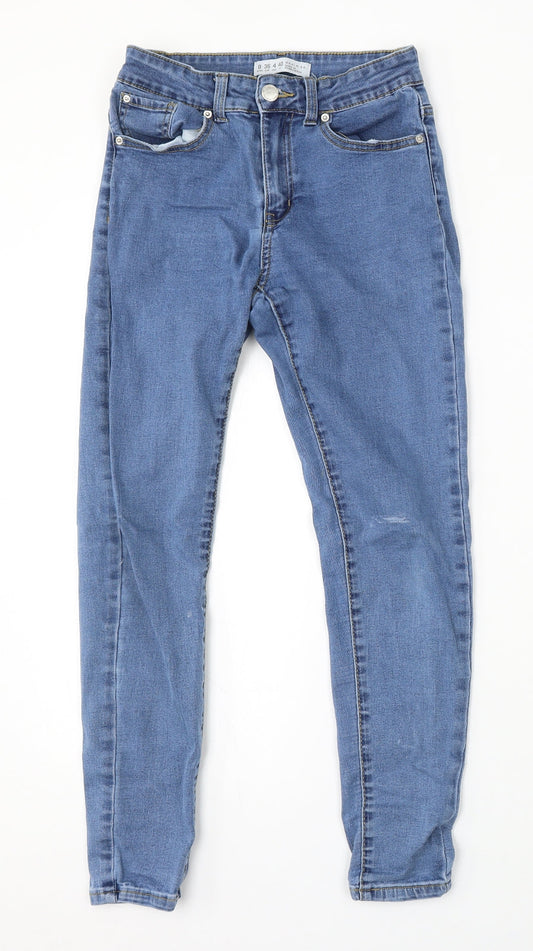 Denim & Co. Womens Blue Cotton Skinny Jeans Size 8 L27 in Regular Button