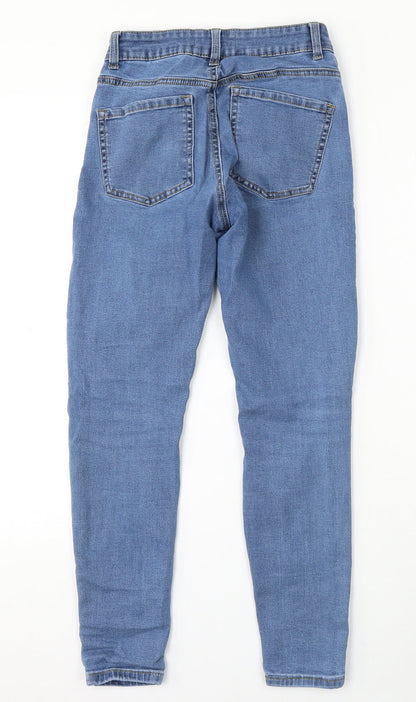 Denim & Co. Womens Blue Cotton Skinny Jeans Size 8 L27 in Regular Button