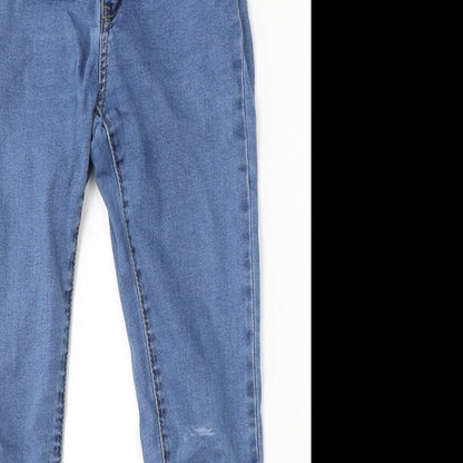 Denim & Co. Womens Blue Cotton Skinny Jeans Size 8 L27 in Regular Button