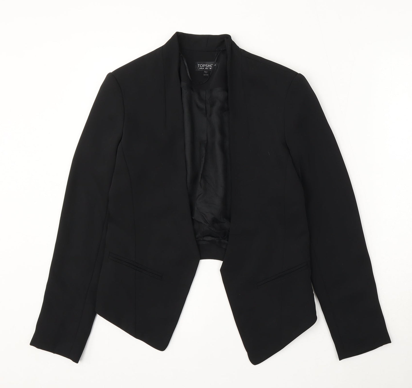 Topshop Womens Black Polyester Jacket Blazer Size 6