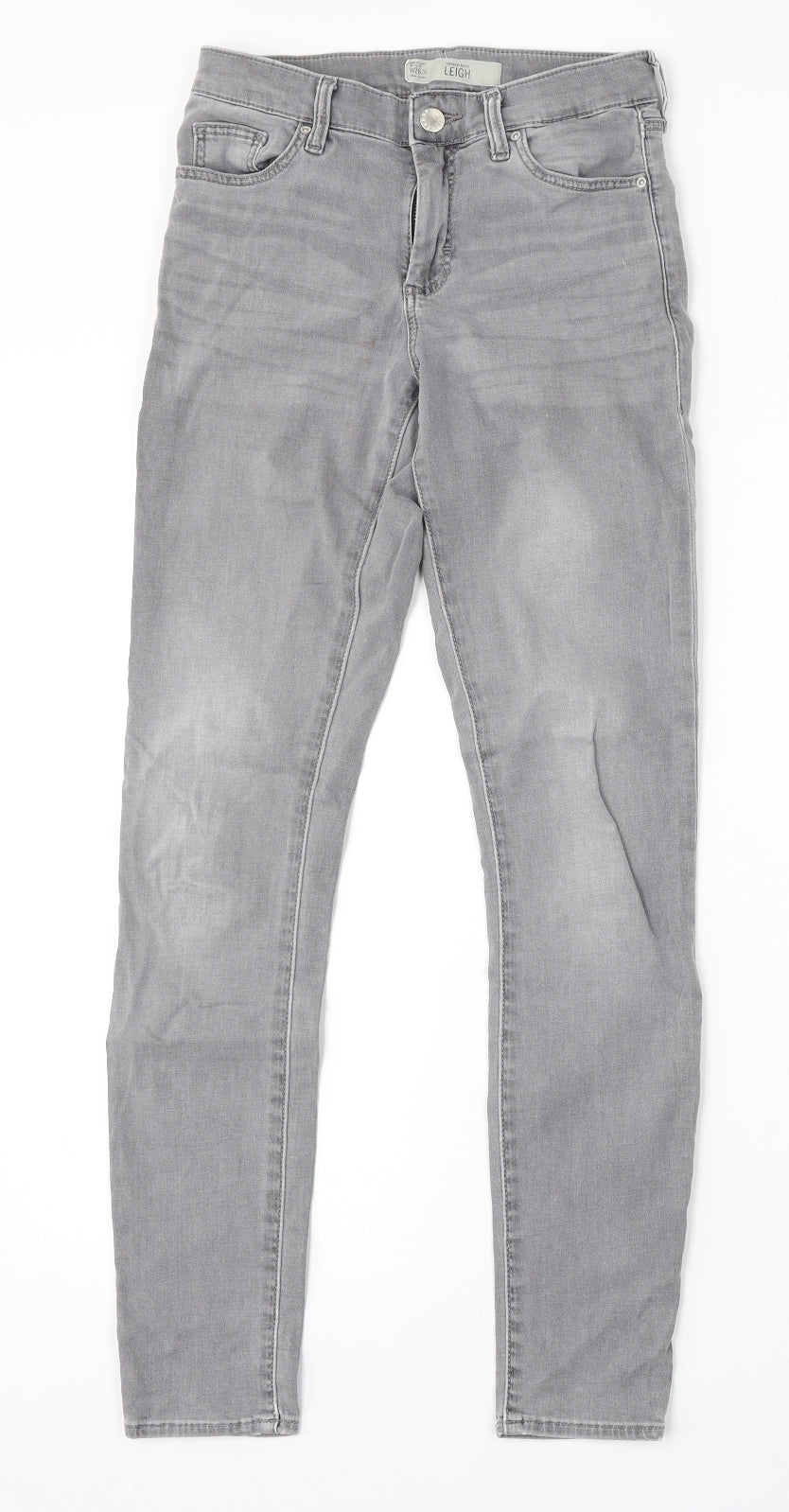 Topshop Womens Grey Cotton Skinny Jeans Size 26 in L32 in Regular Button