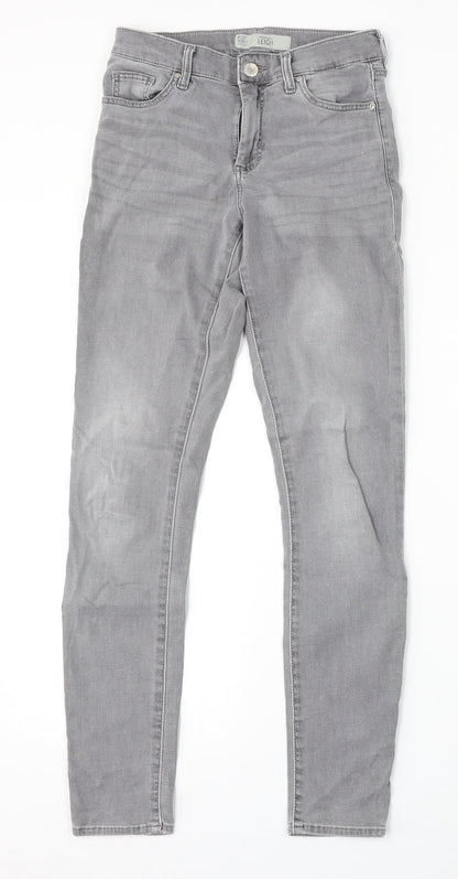 Topshop Womens Grey Cotton Skinny Jeans Size 26 in L32 in Regular Button