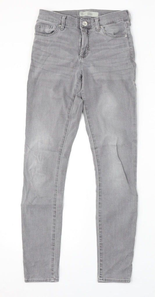 Topshop Womens Grey Cotton Skinny Jeans Size 26 in L32 in Regular Button