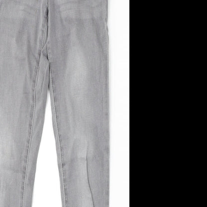 Topshop Womens Grey Cotton Skinny Jeans Size 26 in L32 in Regular Button